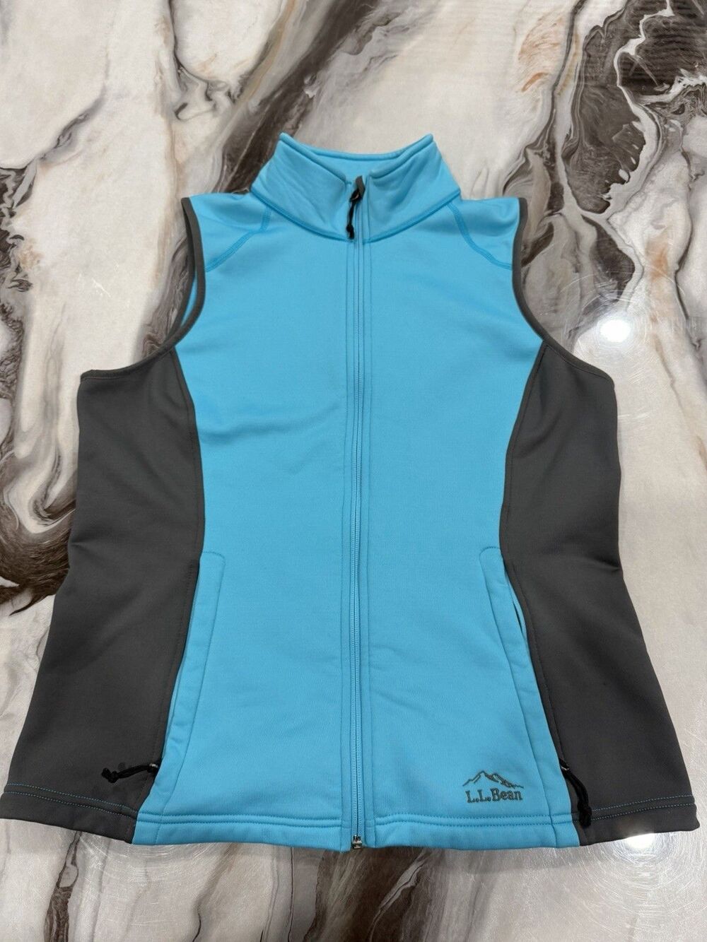 L.L. Bean Women's Blue Fleece Sherpa Vest Size L Regular Full Zip Pockets